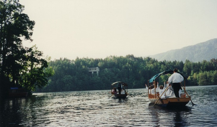 When we reached the island, our boats separated, with three boats going to the left of the island  and three boats going to the right.
