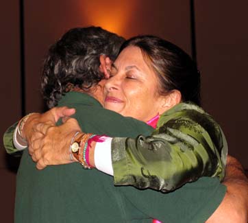 Jorge of Peru in a huge hug with Solara