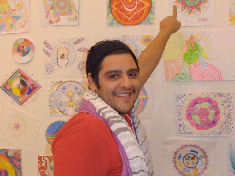 An Xahel proudly points to his mandala.
