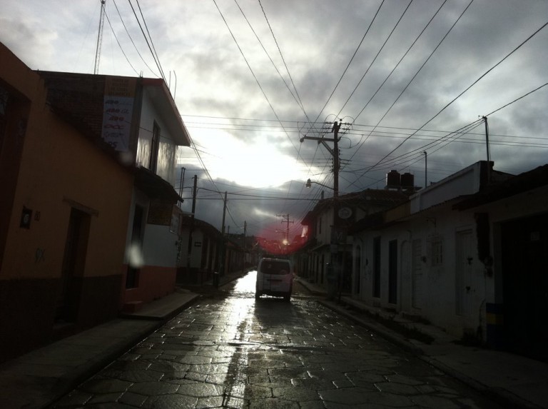 We make our way through the streets of San Cristobal.
