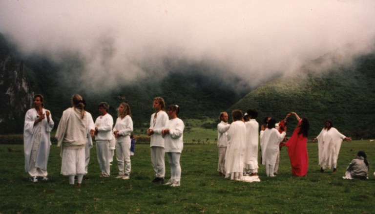 As it became increasingly misty, we formed Gateways of Initiation. Each Gate had a Gatekeeper.  The four people at the front represented the Doorway of the 11:11, then two people formed the First Gate and two formed the Second Gate.  All that was required was to do the mudra for First and Second Gate in order to pass through. And yet, so many people were turned back and had to try again and again.  Finally.... after what seemed like hours, everyone had passed through, and the Gates turned themselves inside out and ceased to exist.