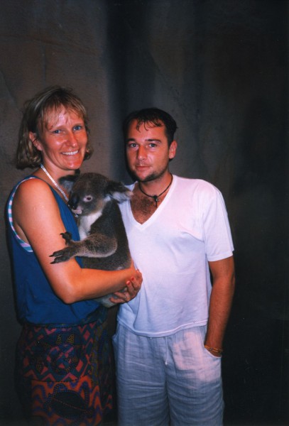 Laya and Kalim with a koala friend.