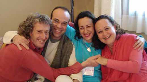 Premananda, Gerard & Daina from Spain bond with Aida of Mexico.