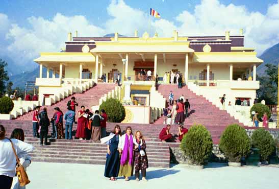 Elara, Solara and Asena in front of H.H. Karmapa's Palace near Dharamsala.